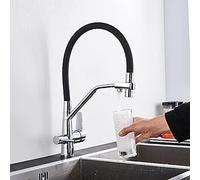 CWZZWS Robinets, Filtre Purification Purification Flexible Cuisine Rotation Fauce de Cuisine Double Bec Double poignées Batteur Tap Chaud et Froid Pureau Pur/Nickel brossé B