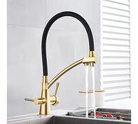 CWZZWS Robinets, Filtre Purification Purification Flexible Cuisine Rotation Fauce de Cuisine Double Bec Double poignées Batteur Tap Chaud et Froid Pureau Pur/Nickel brossé B
