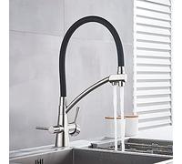 CWZZWS Robinets, Filtre Purification Purification Flexible Cuisine Rotation Fauce de Cuisine Double Bec Double poignées Batteur Tap Chaud et Froid Pureau Pur/Nickel brossé B