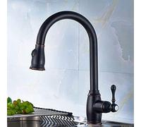 CWZZWS Tous Les robinets de Cuisine en cuivre, Robinet à Un Seul Trou Simple en Bronze Noir, Ceinture renouvelable Peuvent être retirées du Robinet de la tête de pulvérisation, Robinet mélangeur