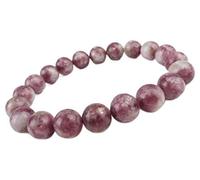 CWZZWS Véritable pastèque naturelle Tourmaline Gemstone 10 mm Crystal Stretch Round Bead Bracelet