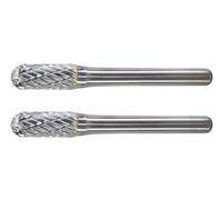 CX0820M06 Lot de 2 limes rotatives en carbure de tungstène de 8 mm de diamètre, tige de 6,35 mm, outil de fraises rotatives en forme de boule cylindrique à double coupe, pour sculpture sur bois,