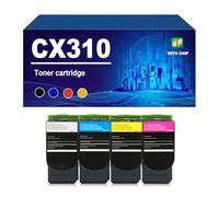 CX310 Cartouche De Toner Compatible avec L'imprimante pour Lexmark CS310n CS310dn CX310n CX310dn CX410n CX410dn CX410dtn CX510de CX510dte,4 Colors-1 Set