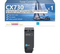 CX730 Cartouche de Toner Compatible pour Lexmark C4342 C4352 CS730de CS735de CX730de CX735adse CX737adzse CX737adzse Imprimantes, Haut Rendement 5000 Pages Impression Nette,Cyan-1 Pack
