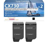 CX730 Cartouche de Toner Haute Capacité Compatible pour Lexmark C4342 C4352 CS730de CS735de CX730de CX735adse CX737adzse CX737adzse Imprimante, Impression Haute Définition, 5000 Pages,Black-2 Pack