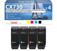 CX730 Cartouche de Toner Haute Capacité Compatible pour Lexmark C4342 C4352 CS730de CS735de CX730de CX735adse CX737adzse CX737adzse Imprimante, Impression Haute Définition, 5000 Pages,BCMY-1 Pack