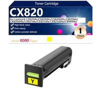 CX820 Cartouche de Toner Haute Capacité Compatible pour Lexmark CS820de CS820dte CS820dtfe CX820de CX820dtfe CX825de Imprimantes, Nettes et Précises,Yellow-1 Pack