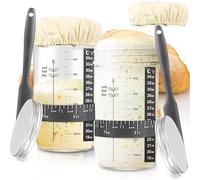 CXAFQ 2Pcs 24 OZ Bread Leavening Jars, Commerce Kit De Démarrage pour Levain, Pot De Démarrage Au Levain avec Bande d'alimentation Marquée par La Date, Thermomètre, Récipient à Levain