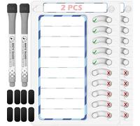 CXAFQ 2Pcs Bleu Tableau Routine Enfant, Plaque De Plan Acrylique Magnétique, 22 * 17 Cm, Avec 2 Stylos Avec Effacement, 8 Autocollants Magnétiques, Feuille De Plan à Faire Avec Support