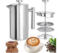 CXAFQ Cafetière à Infusion Manuelle En Acier Inoxydable De 350 Ml, 16 * 7.5 Cm, French Press, Maille Filtrante 80 Mesh Avec Ressort De Pression De Réveil, Cafetiere a Piston, Cafetiere Portable