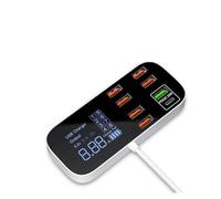 CXCDSS Station de Charge, Affichage numérique Charge Rapide USB Chargeur HUB Tablette de téléphone Portable Adaptateur