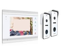 CXCDSS Visiophone sans Fil, Système d'interphone vidéo HD1080P de 7 Pouces avec Support caméra Sonnette Filaire Haute définition déverrouillé(1M2D)