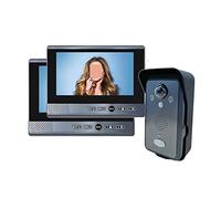 CXCDSS Visiophone sans Fil, Système d'interphone vidéo sans Fil avec caméra, écran d'affichage de 7 Pouces, interphone sécurisé(1 Doorbell 2 Display)