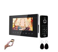 CXCDSS Visiophone sans Fil, Système d'interphone vidéo sans Fil for Maison Villa Appartement avec Mot de Passe contrôle d'accès interphone résidentiel(Black Black)