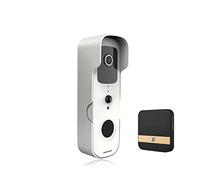 CXCDSS Visiophone sans Fil, Tuya Smart Video Doorbell IP Camera Outdoor Wireless Intercom Home Security Protection(Blanc,with Bell)