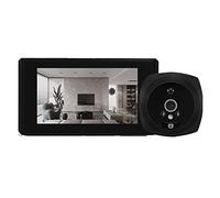 CXCDSS Visiophone sans Fil, Visionneuse de Porte vidéo Judas caméra détection Mouvement Moniteur Anneau numérique Sonnette vidéo-Oeil sécurité Enregistrement Vocal(Zwart)