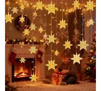 CXCOSRY Snowflake LED Lights for Holiday Celebrations: 96 Warm-toned Ambiance String Lights for Christmas Thanksgiving New Year Birthdays - 8 Modes 4M for Indoor Outdoor Decor Use