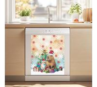 Cxdvotvy Aimant de Noël Capybara imprimé chat flocon de neige réutilisable pour lave-vaisselle panneau magnétique réfrigérateur autocollant décoratif 55 x 66 cm