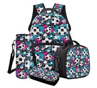 Cxdvotvy Ensemble sac à dos et sac à déjeuner pour garçons, Multicolore - Splash Ink Ballon de football, Ensemble cartable
