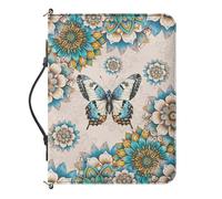 Cxdvotvy Housse de bible en cuir synthétique avec motif papillon et mandala pour femme - Avec poignée et fermeture éclair