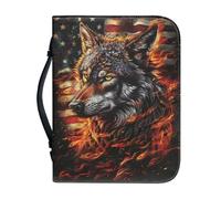 Cxdvotvy Housse de protection en cuir avec motif loup et drapeau américain - Étanche - Avec poignée - Léger et portable - Grand sac d'église