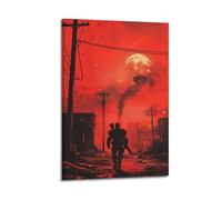 CXEEUDFFN Poster décoratif sur toile de dessin animé Walking in Gun Smoke City - Affiches et images d'art moderne pour chambre à coucher (60 x 90 cm)
