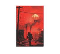 CXEEUDFFN Poster décoratif sur toile de dessin animé Walking in Gun Smoke City - Poster et image d'art moderne pour chambre à coucher (50 x 75 cm)