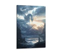 CXEEUDFFN Poster décoratif sur toile pour chambre à coucher et chambre à coucher Motif mythique du réveil des dragons 30 x 45 cm