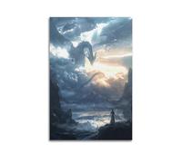 CXEEUDFFN Poster décoratif sur toile pour chambre à coucher et chambre à coucher Motif mythique du réveil des dragons 30 x 45 cm
