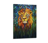 CXEEUDFFN Poster décoratif sur toile, tête de lion, style cubisme, décoration murale moderne pour chambre à coucher (30 x 45 cm)