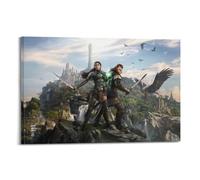 CXEEUDFFN Poster mural horizontal sur toile Motif jeu vidéo The Elder Scrolls coucher d'été (60 x 90 cm)
