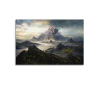 CXEEUDFFN Poster mural horizontal sur toile représentant le jeu vidéo The Elder Scrolls Red Mountain - Affiches murales décoratives et artistiques modernes pour chambre à coucher (60 x 90 cm)
