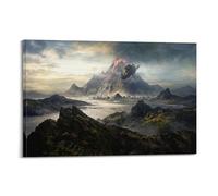 CXEEUDFFN Poster mural horizontal sur toile représentant le jeu vidéo The Elder Scrolls Red Mountain - Affiches murales décoratives et artistiques modernes pour chambre à coucher (60 x 90 cm)