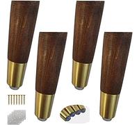CXEGCCUF Lot de 4 Pieds de canapé en Bois Massif, Pieds de Rechange Coniques pour Meubles, Pieds de Table Basse en Bois d'hévéa, pour canapé/Armoire/Pouf/Meuble TV/Causeuse/Commode/lit, noy