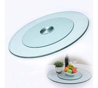 CXEGCCUF Plateau Rotatif Rond Lazy Susan 31/35/39 Pouces, Grande Assiette de Service pivotante, Table de Salle à Manger, Plateau tournant Transparent en Verre trempé, 20/24/27 Pouces, dîner