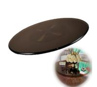 CXEGCCUF Plateau tournant de Table trempé 80 cm/31, Verre Lazy Susan Anti-Inclinaison 80 cm/31, Plateau Rotatif Rond avec Base en Alliage d'aluminium 90 cm/35, Assiette de Service épaisse 1