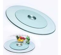 CXEGCCUF Plateau tournant pour banquets, Plateau de Service pivotant et Lisse, 20/24/27/31/35/39 Pouces, Plateau de Service Rond Lazy Susan, Plateau Rotatif en Verre trempé Transparent, org