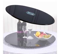 CXEGCCUF Table à Manger Lazy Susan Assiette de Service 20", 24", 27", 31", 35", 39", Plateau tournant en Verre trempé Noir, Plaque d'affichage pivotante et Lisse, Plateau Rotatif à 360° pou