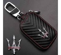 CXFFB 1 Pièce Voiture Porte-Clés Couverture pour Maserati MC20 Ghibli Levante GTS Quattroporte Badge Housse de Clé Voiture Porte-Clés en Cuir Auto Emblème Accessoires,B