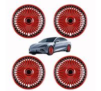 CXGBQSJ Lot de 4 enjoliveurs de Roue universels de 16 Pouces, Accessoires extérieurs de Remplacement pour décoration de Voiture élégante,Rouge