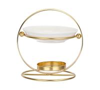 CXGFRGH Brûleur d'aromathérapie, avec Support de Bougie Chauffe-Plat à Cadre Circulaire Unique for aromathérapie la Maison et au Bureau(Gold)
