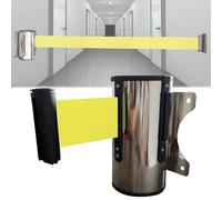 CXGFRGH Ruban de barrière rétractable， Ceinture de sécurité Jaune à Fixation Murale 2/3/5 m for Aire Jeux, Parc, hôtel, contrôle des foules(2M/6.5FT)