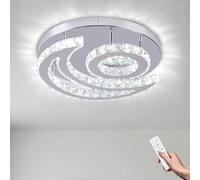 CXGLEAMING 15,7" Moderne Plafonnier LED Lustre en Cristal de Luminaire Plafonnier LED Dimmable à Lune Rond encastré Plafonniers pour Salon Chambre Salle de bain Cuisine(télécommande incluse)