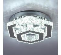 CXGLEAMING LED Plafonniers en cristal modernes Lustre semi-encastré Hexagonale suspension Luminaire Plafonnier LED lampe éclairage de Plafond pour Salon Chambre Salle de bain Couloir(Blanc Froid)
