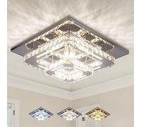 CXGLEAMING LED Plafonniers en cristal modernes Lustre semi-encastré Squre suspension Luminaire Plafonnier LED lampe éclairage de Plafond pour Salon Chambre Salle de bain Couloir(multicolore)