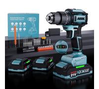 CXHLXYR Perceuse Visseuse Sans Fil 21V, Visseuse Devisseuse Sans Fil avec Batteries 2.0Ah, 24+3 Réglages de Couple, 3 Vitesses, LED,pour Projet de la Réparation Bricolage (Bleu-E, Configuration 2)