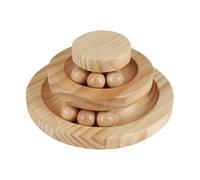 CXIAOSJUN Boule à rouler en bois multicouche pour chat - Balle interactive résistante aux morsures pour profiter et soulager l'ennui - Plateau tournant en bois massif
