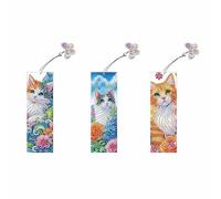 CXINLky 5D DIY Diamond Art Painting Animal Marque-page Peinture Diamant Marque-page avec pendentif papillon Peinture diamant Kit de marque-page pour cadeaux de remise de diplôme-04-chat