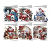 CXINLky 5D DIY Diamond Art Painting Cartes 2024 Noël Diamond Art Painting Cartes 6 cartes de Noël pour la famille, les amoureux, colombe de Noël 04