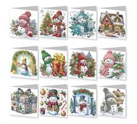 CXINLky 5D DIY Diamond Art Painting Cartes 2024 Noël Diamond Art Painting Cartes 6 cartes de Noël pour la famille 03 Bonhomme de neige de Noël